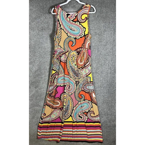 Notations Woman Sleeveless Paisley Maxi Dress Womens Size 2X Stretch Colorful - Picture 2 of 7